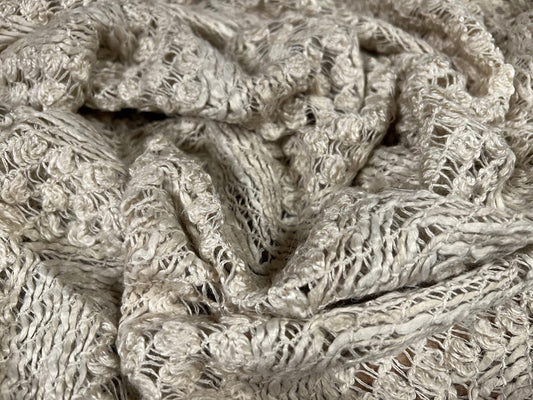 Wool blend heavyweight bouclé knitwear fabric, per metre - stone