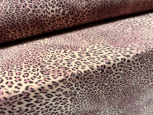 Printed chiffon woven dress blouse fabric, per metre - small Leopardskin print - lilac