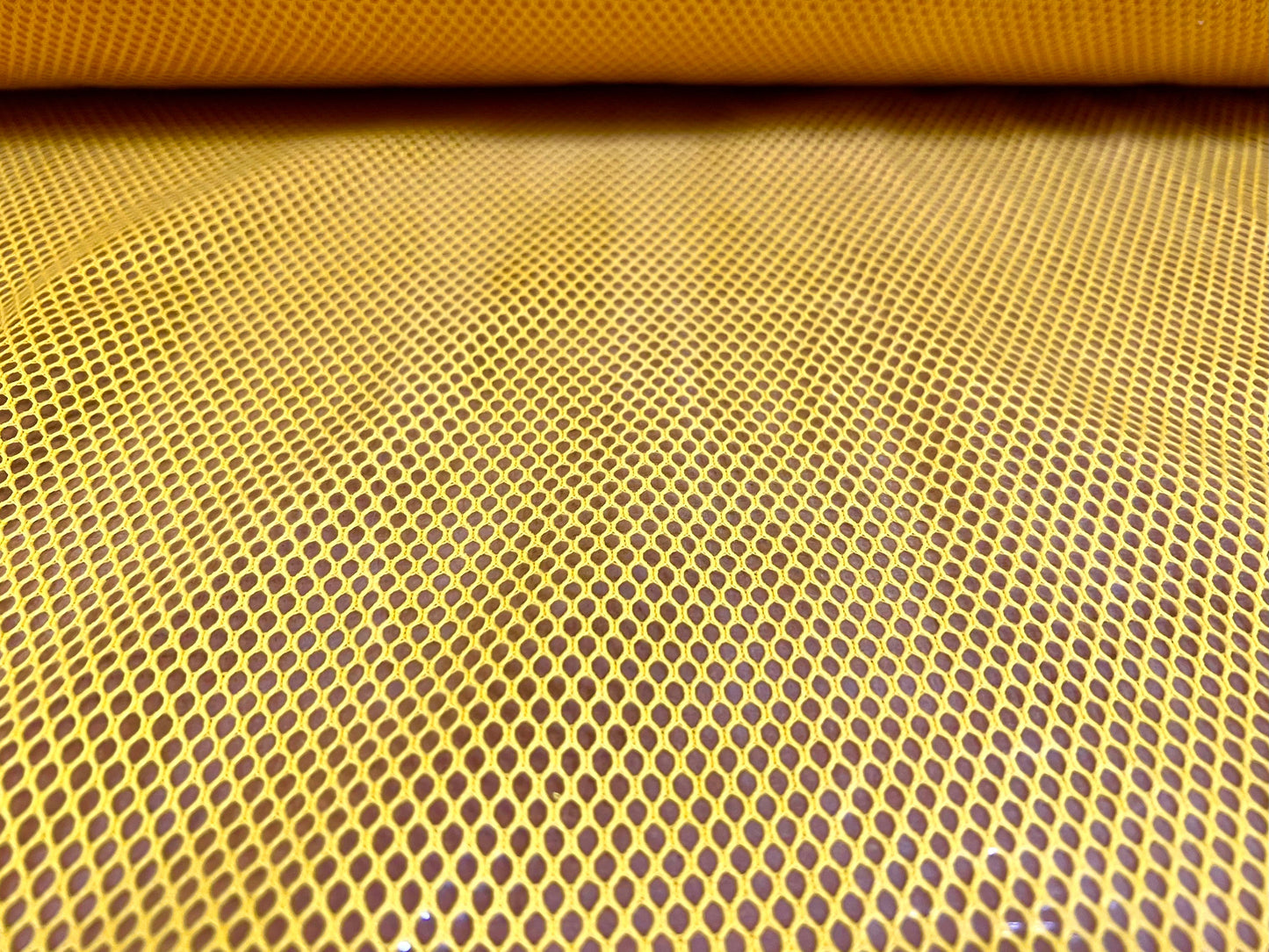 Plastic coated fishnet waterproof couture fabric, per metre - yellow