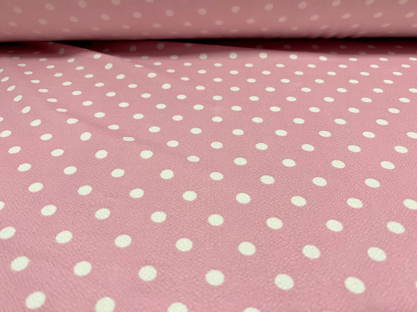 Waterfall textured scuba stretch jersey fabric, per metre - polka dot print - pink & white