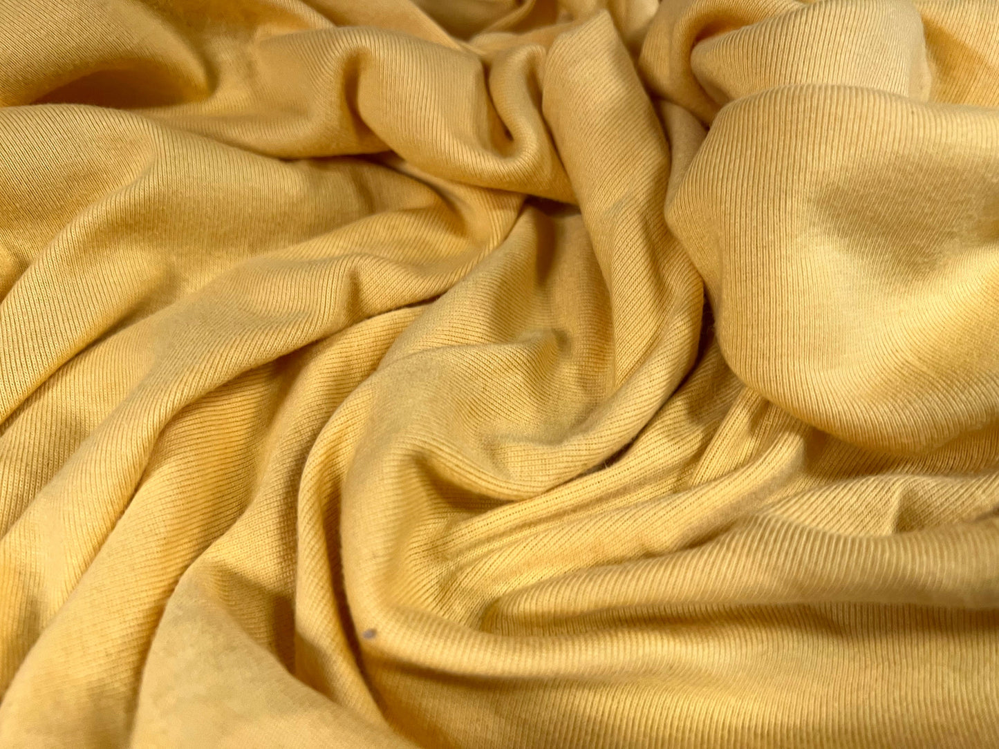 Cotton interlock soft jersey fabric, per metre - plain - banana yellow