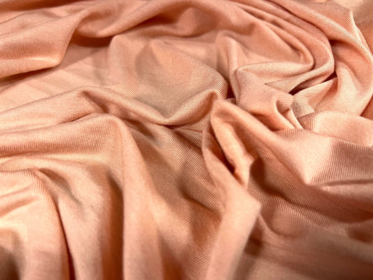 Viscose spandex stretch single  jersey fabric, per metre - plain - peachy pink