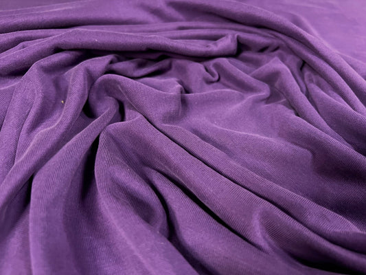 Powder touch single jersey dress fabric with comfort stretch, per metre - plain - purple
