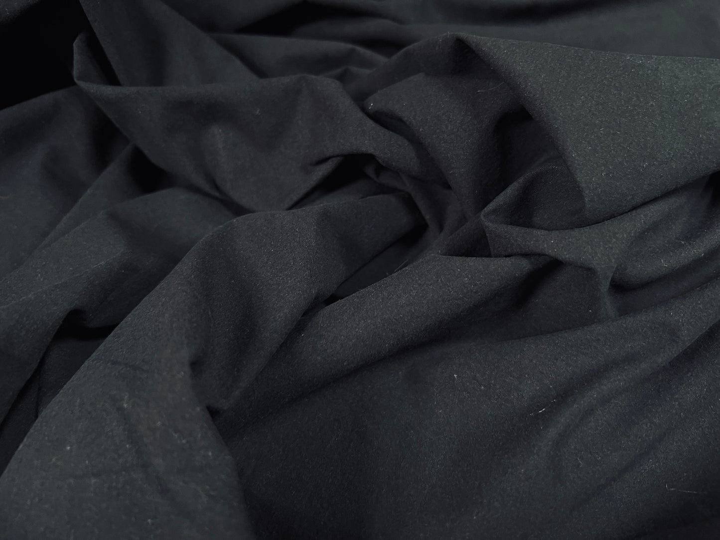 Cotton poplin woven shirt weight fabric, per metre - plain - Black