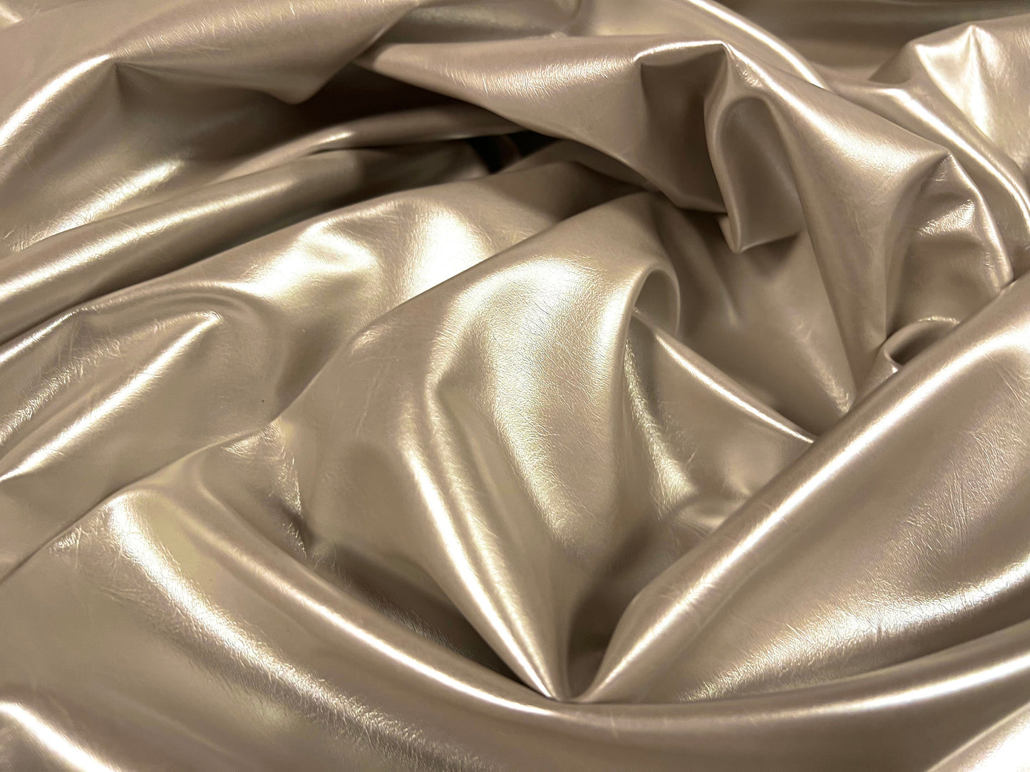 Stretch pvc faux leather fabric, per metre - pearlescent - nude gold