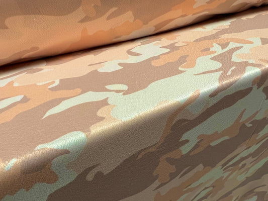 Valentino spandex stretch crepe jersey fabric - similar to scuba - per metre -  camouflage print - peach