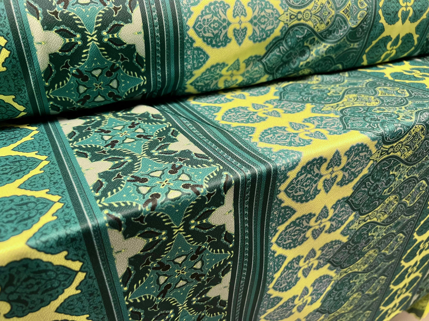 Valentino crepe spandex jersey fabric - similar to scuba - per metre - paisley stripe print - jade