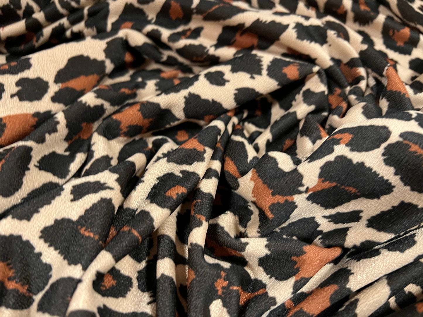 Valentino crepe spandex jersey fabric - similar to scuba - per metre - leopardskin print - light brown