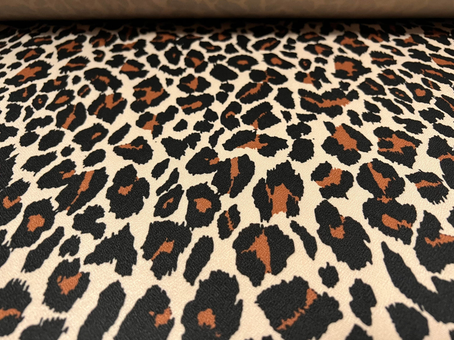 Valentino crepe spandex jersey fabric - similar to scuba - per metre - leopardskin print - light brown
