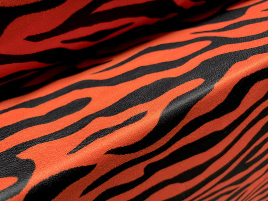 Valentino crepe spandex jersey fabric - similar to scuba - per metre - zebra print - burnt orange