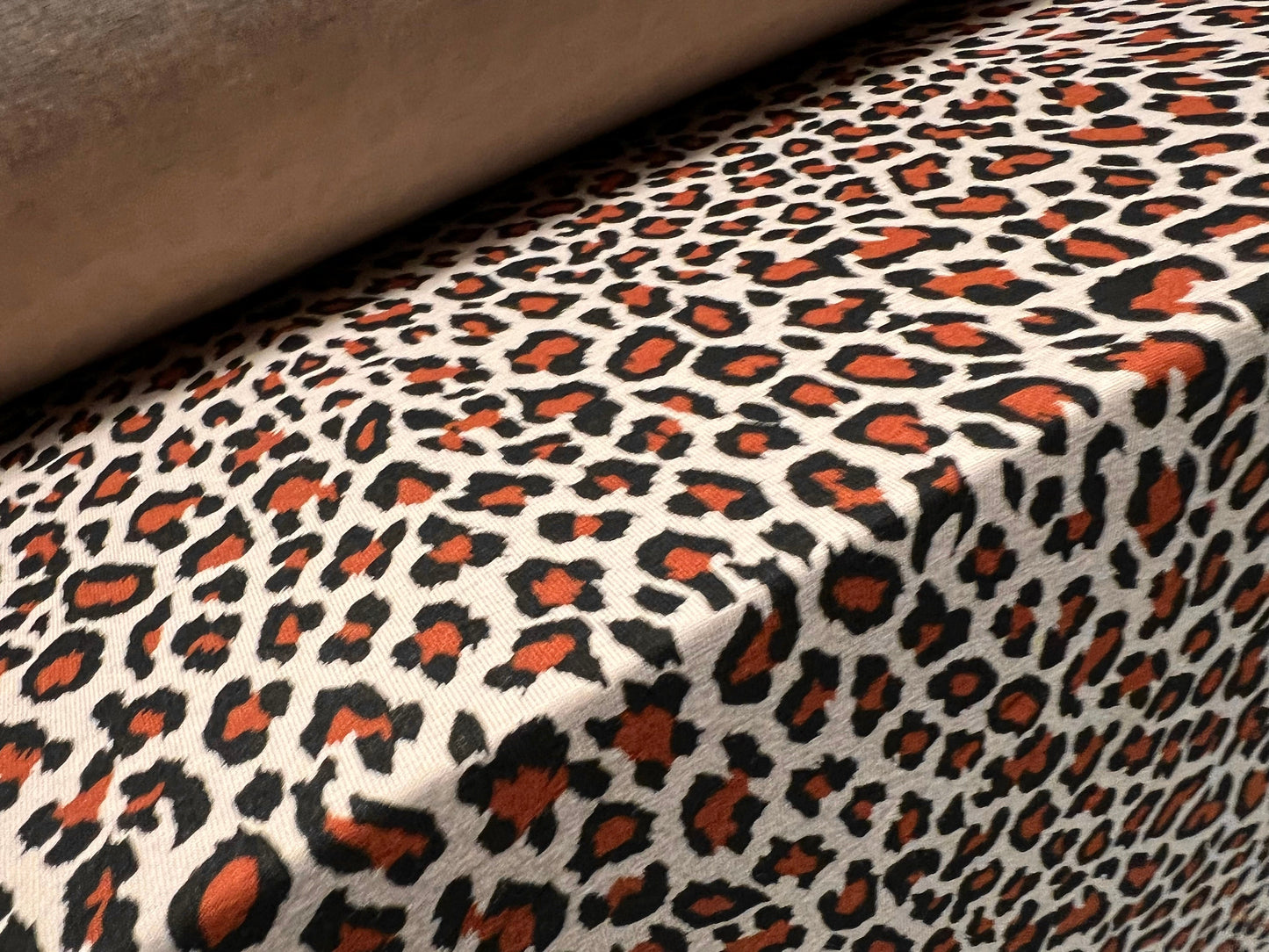 Viscose spandex stretch single jersey fabric, per metre - Leopardskin print - chestnut & stone