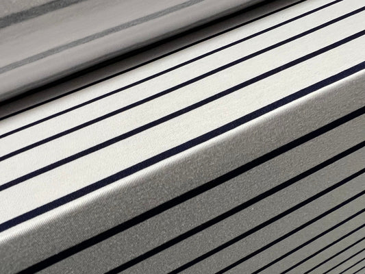 Viscose spandex stretch single jersey fabric, per metre - stripe - white & black