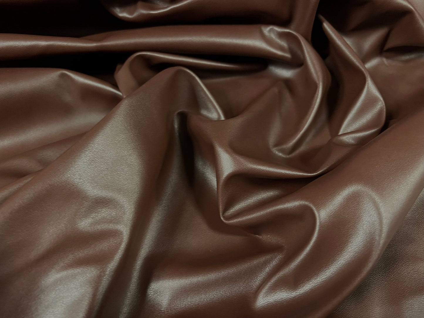 Faux leather p.u. Coated dress fabric, per metre - plain - brown