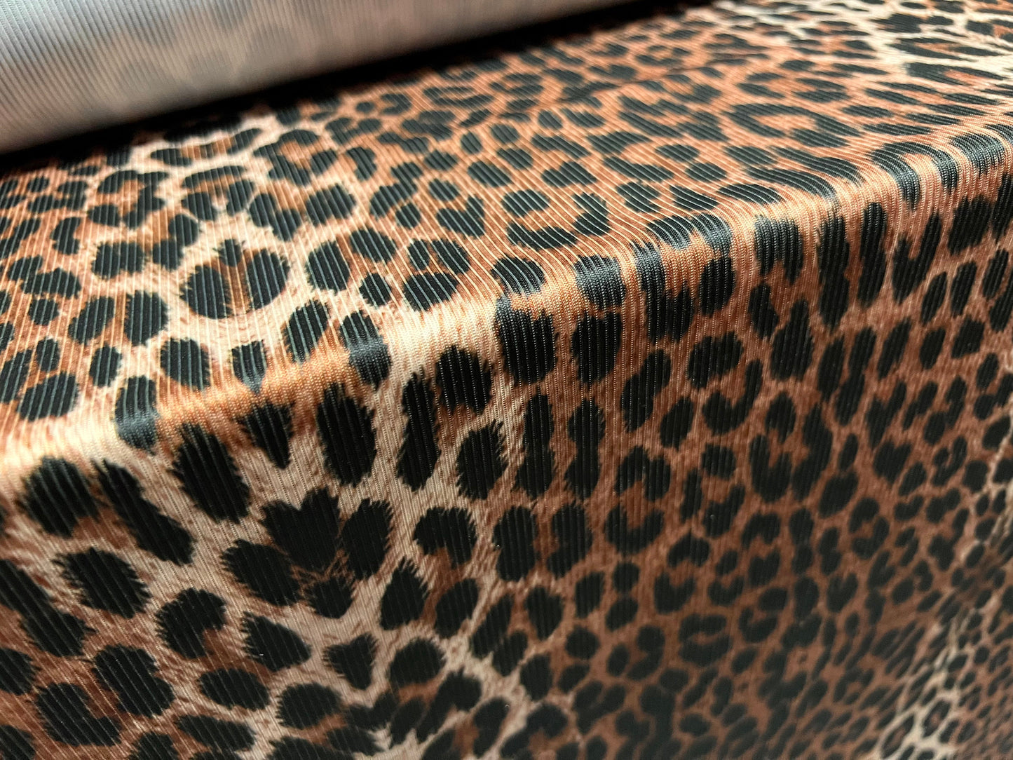 Ribbed single jersey dress fabric, per metre - Leopardskin animal print - brown