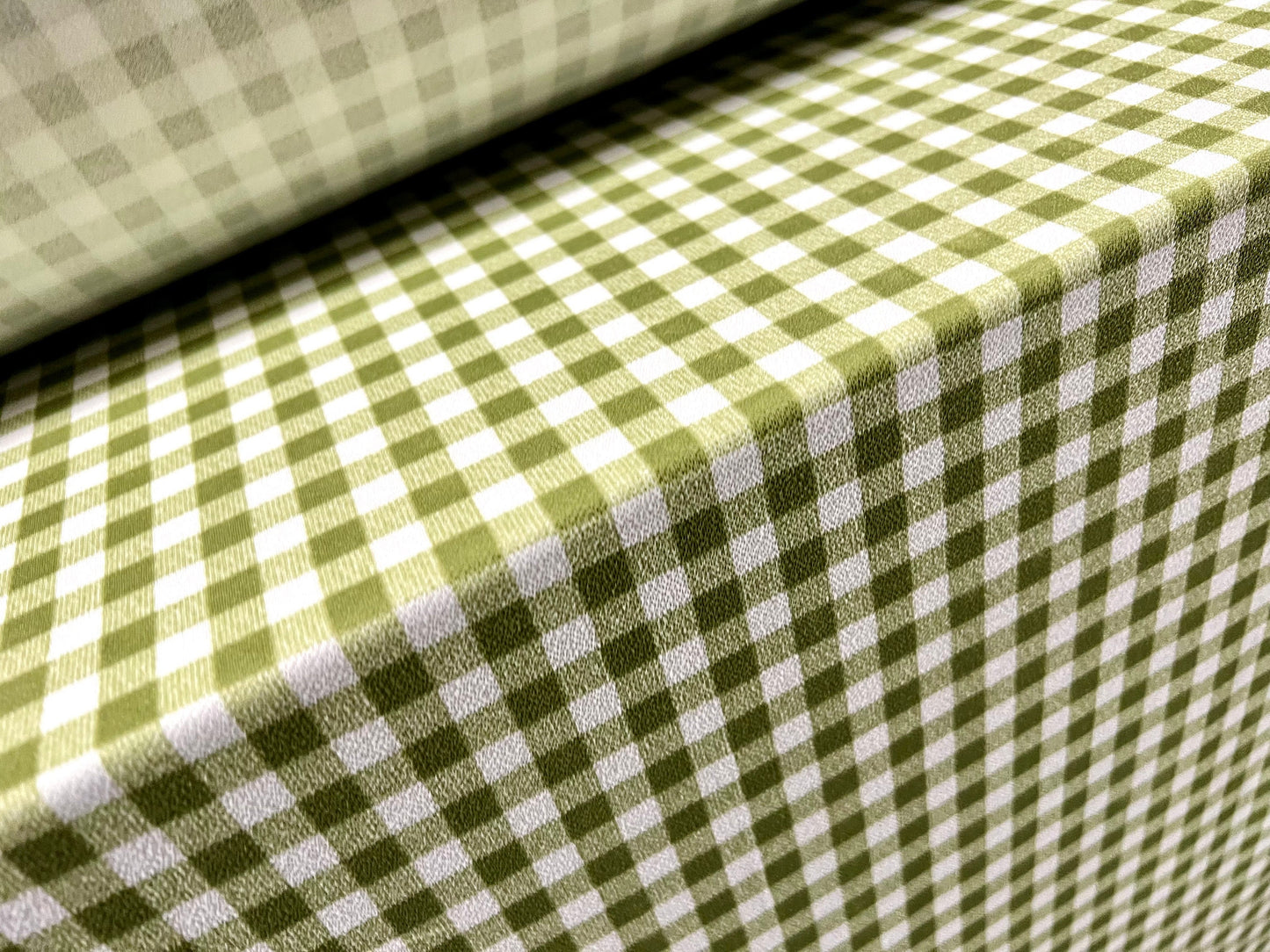 Valentino spandex stretch crepe jersey fabric - similar to scuba - per metre - gingham print - khaki green & white