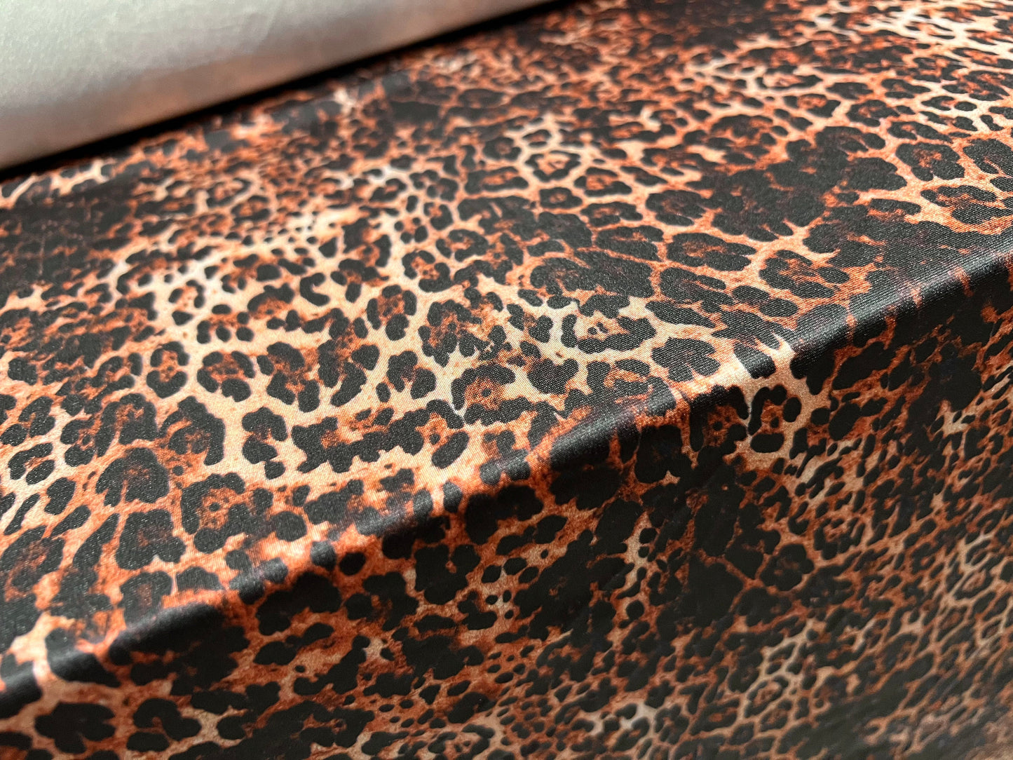 Swimwear super stretch spandex jersey fabric, per metre - leopard print - rust