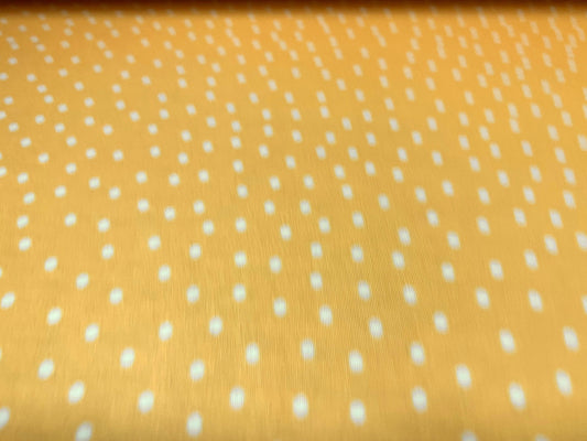 Soft handle stretch single jersey dress  fabric, per metre - Spot print - yellow  & white