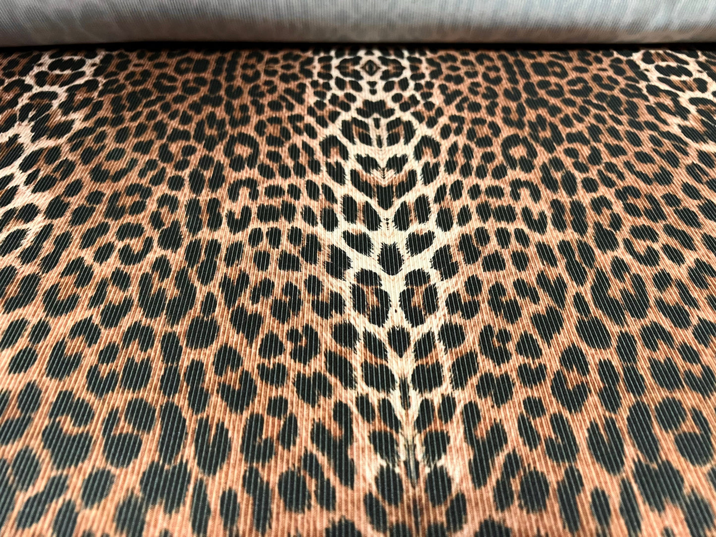 Ribbed single jersey dress fabric, per metre - Leopardskin animal print - brown