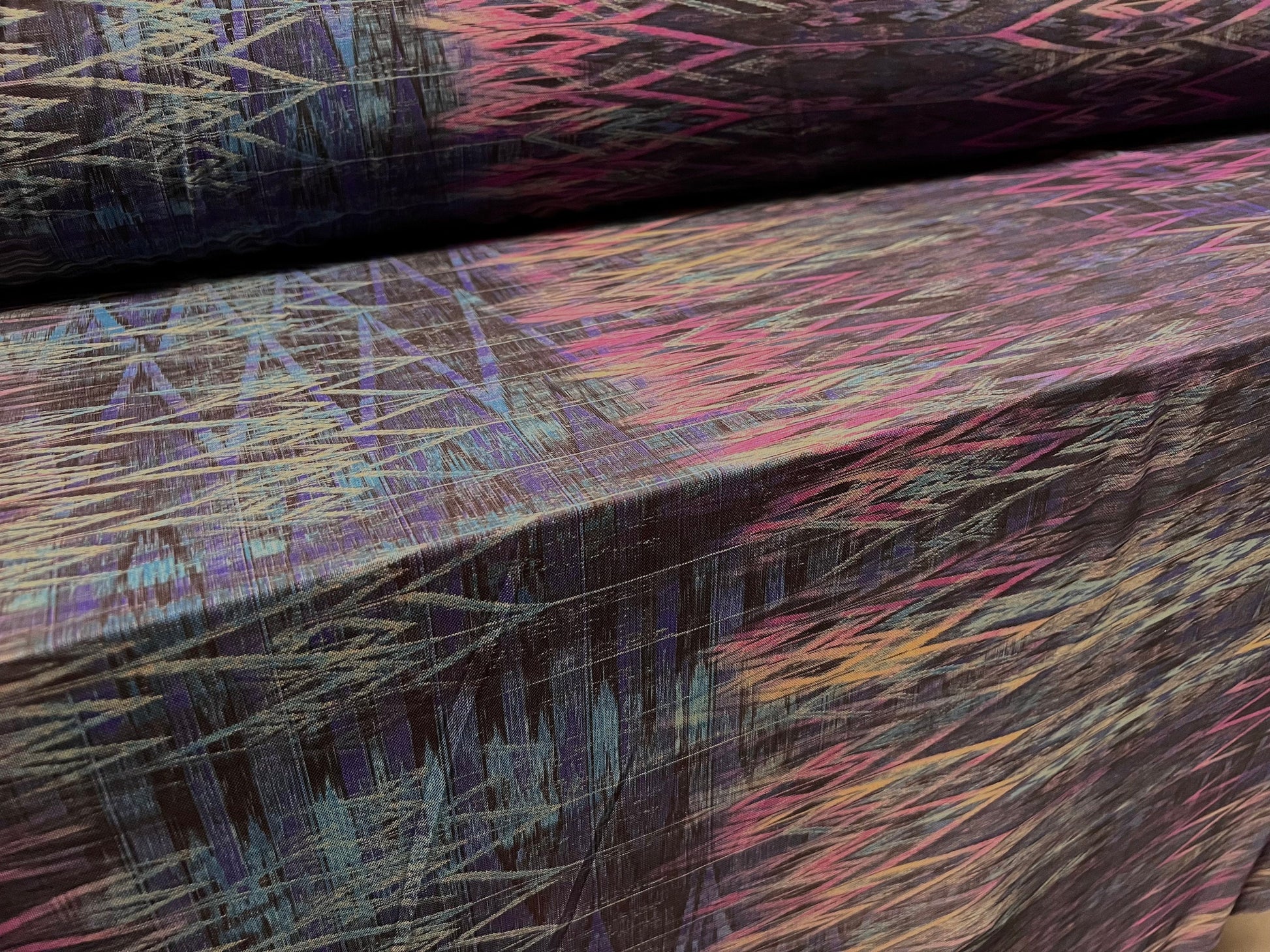 Power mesh net sheer stretch fabric, per metre - abstract print - pink –  thefabricmerchant