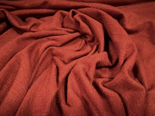 Chenille stretch spandex double jersey dress fabric, per metre - plain - rust