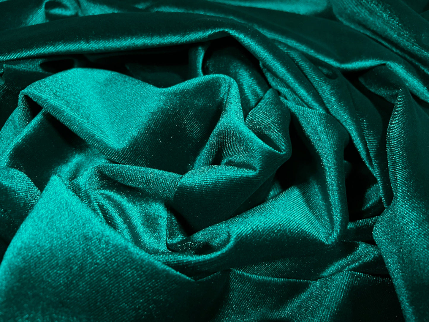 Spandex velvet stretch dress fabric, per metre - plain - emerald green