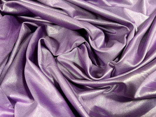 Wet look p.u. Coated stretch spandex single jersey fabric, per metre - plain - lilac