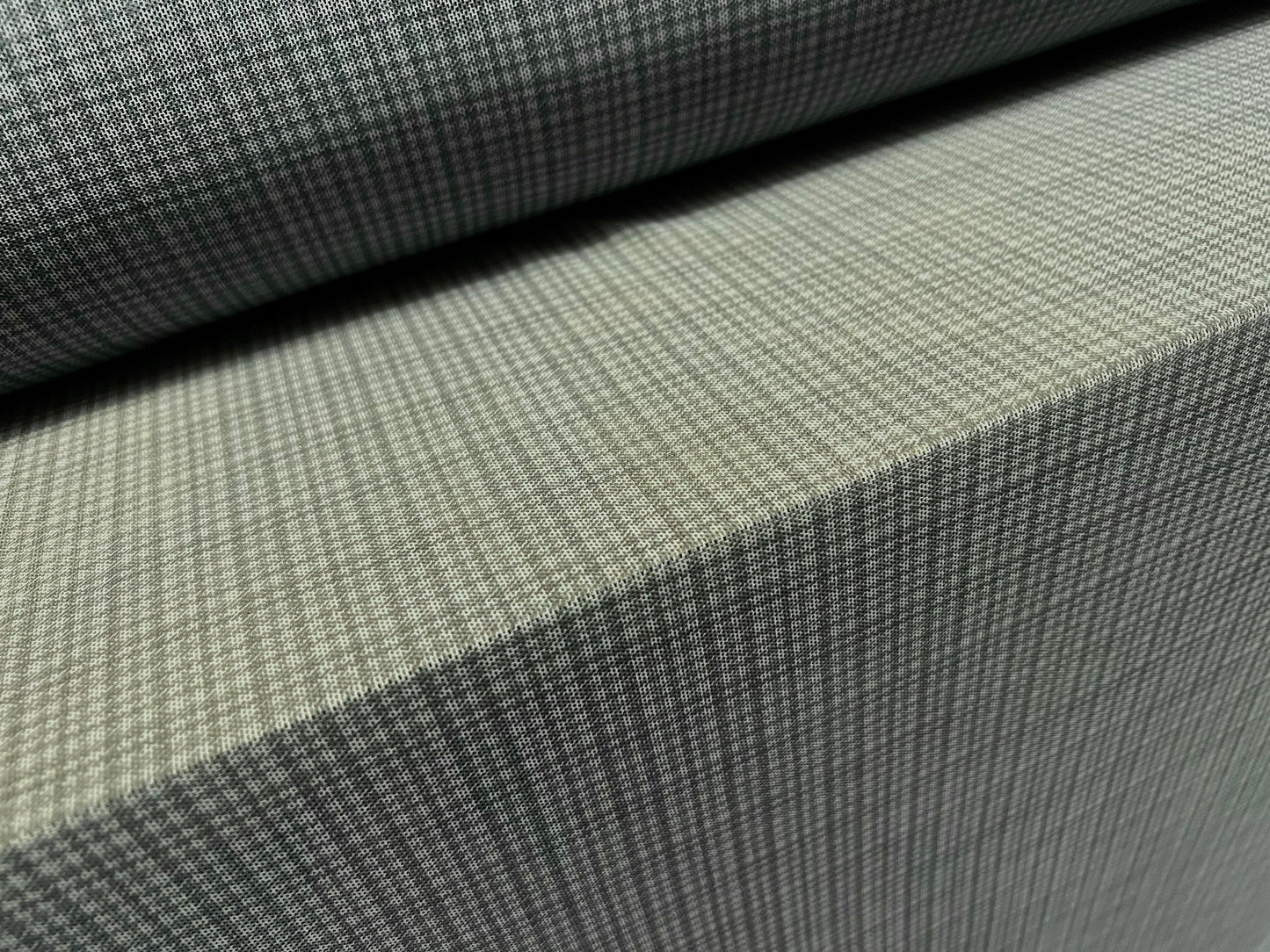 Power mesh net stretch spandex fabric, per metre - check plaid print - sage green