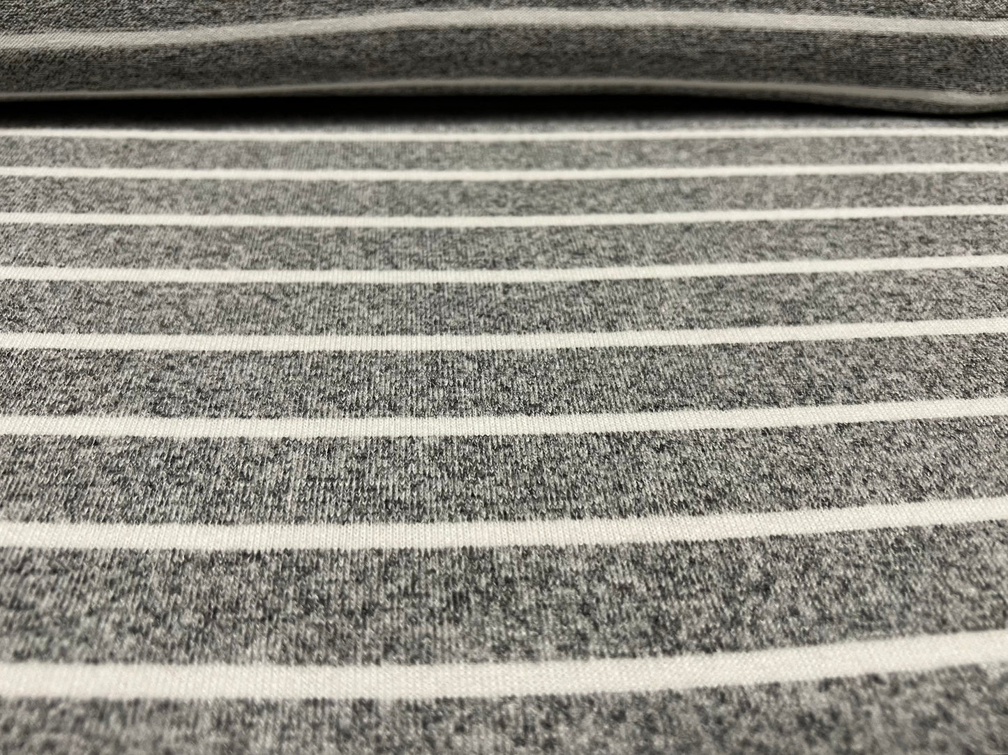 Super soft knitwear jersey fabric, per metre - stripe - grey melange & white