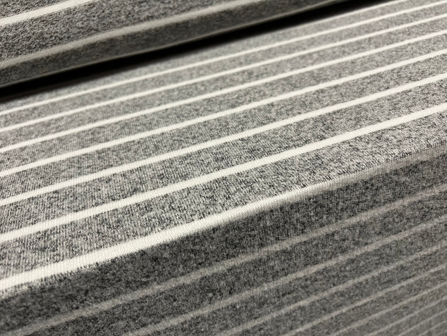 Super soft knitwear jersey fabric, per metre - stripe - grey melange & white