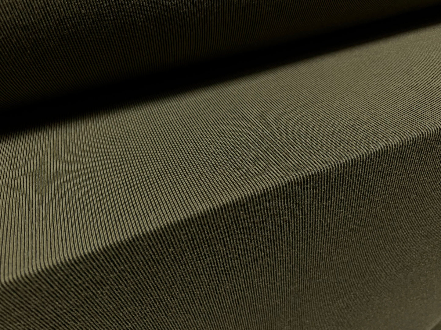 Powder touch spandex rib jersey fabric, per metre - plain - khaki green