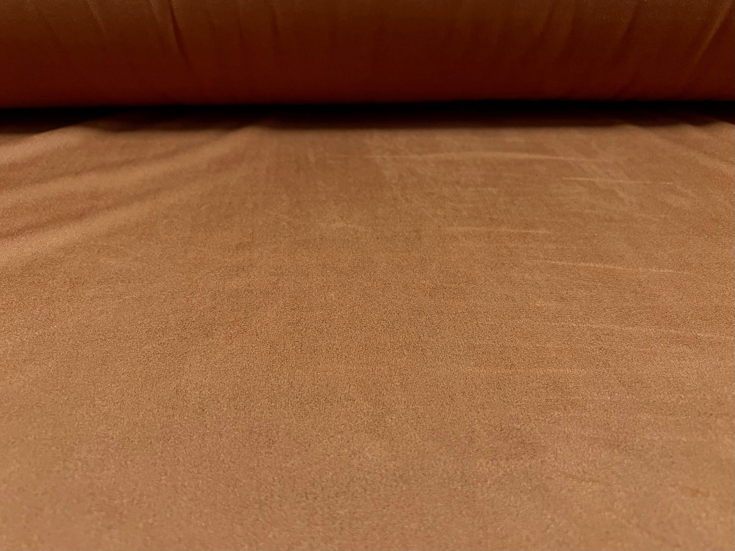 Faux suede stretch spandex jersey fabric, per metre - plain - gingerbread