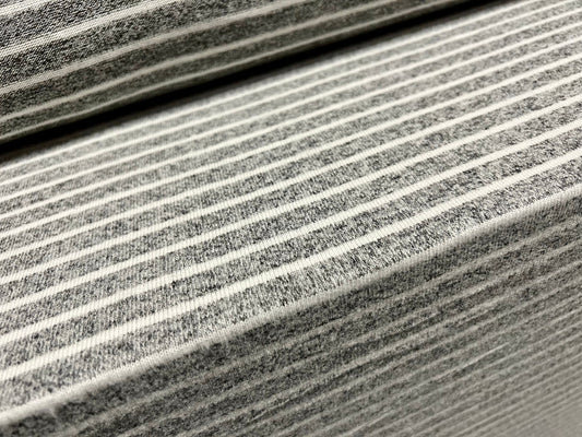 Super soft knitwear jersey fabric, per metre - melange stripe - grey & white