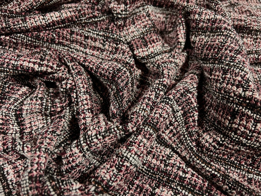 Bouclé slub knitwear fabric, per metre - dusky pink & mauve