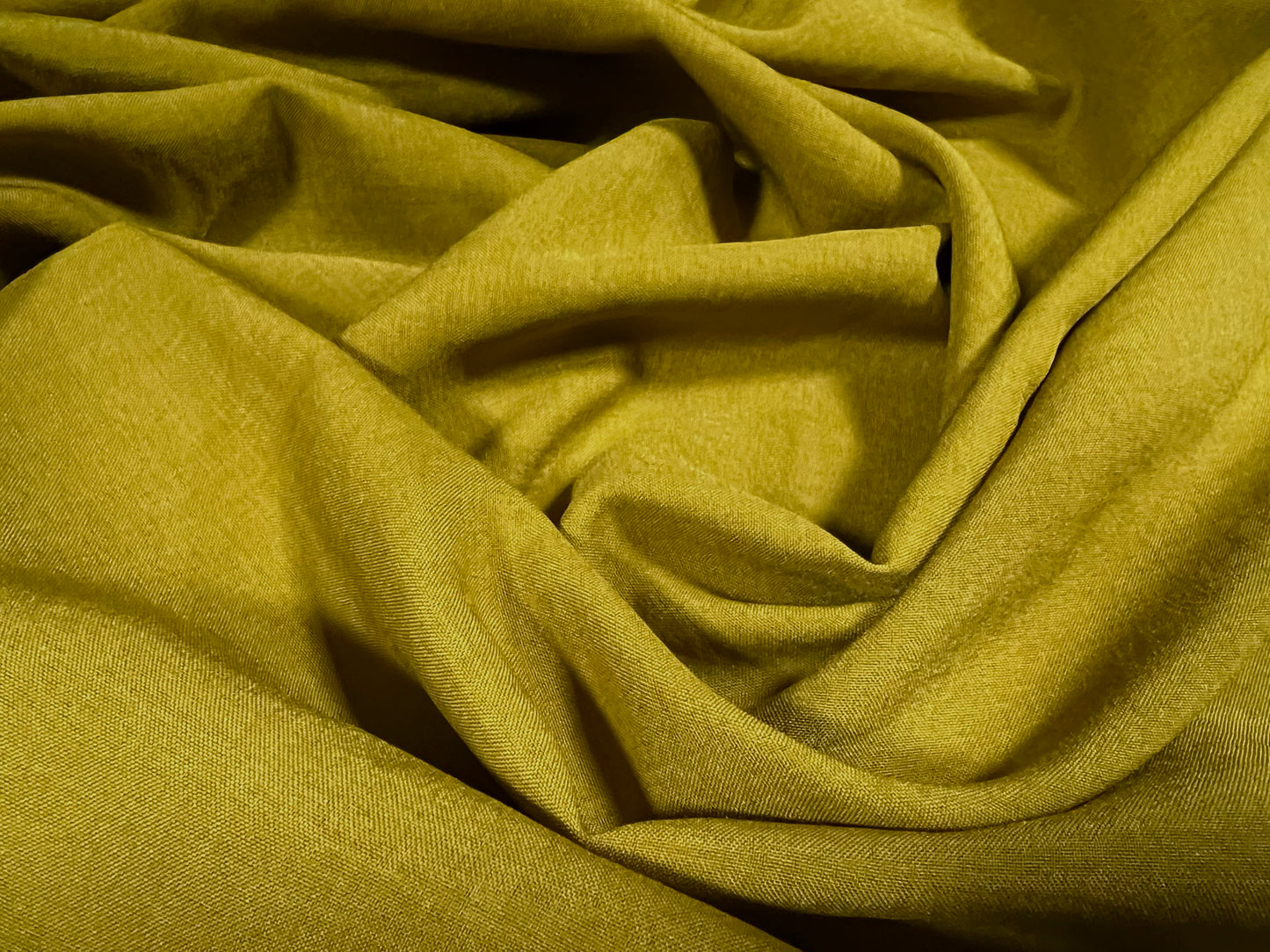 Linen look cationic woven dress trouser skirt fabric, per metre - plain - mustard