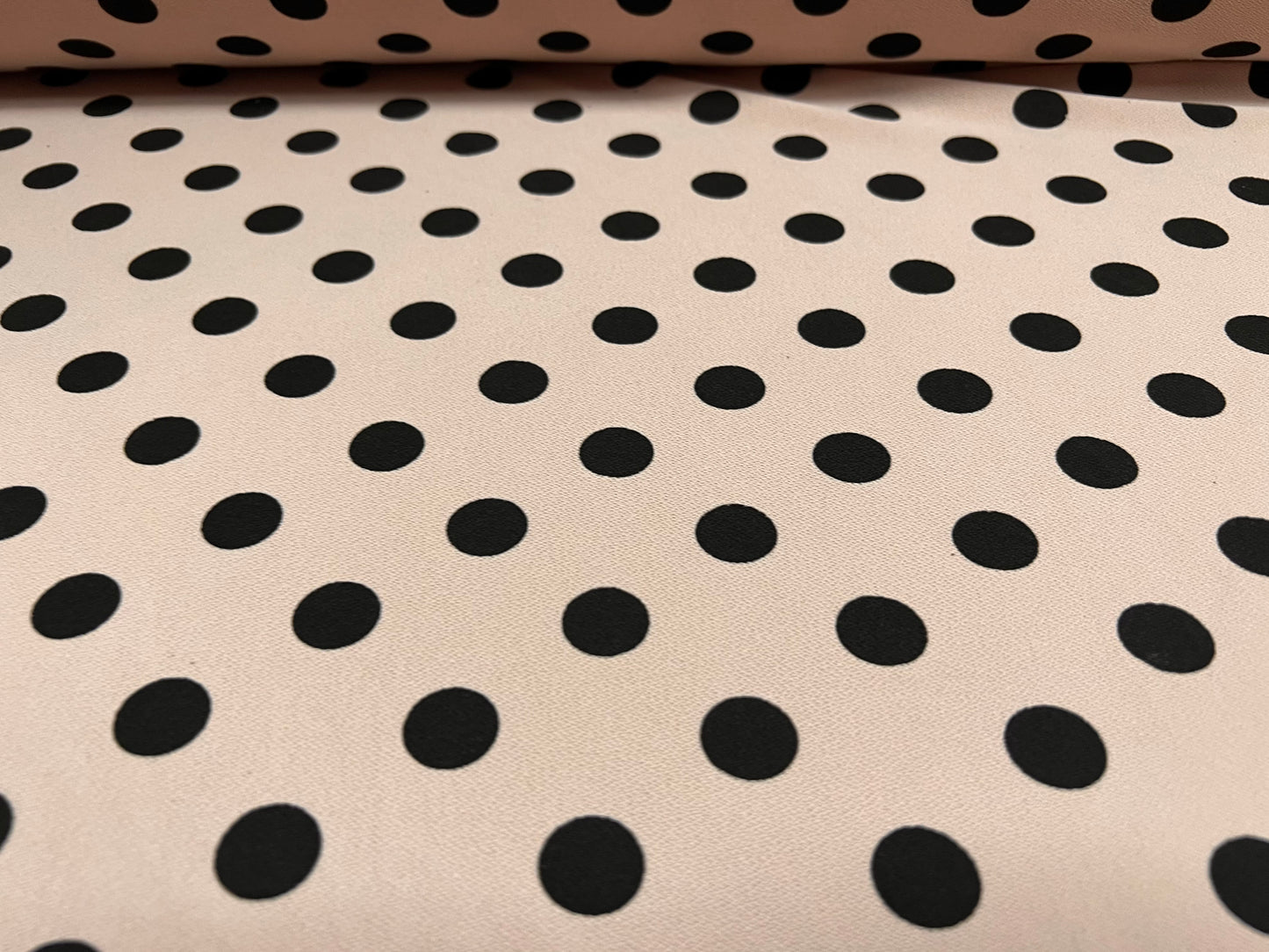 Stretch Spandex crepe single jersey fabric - polka dot print - nude