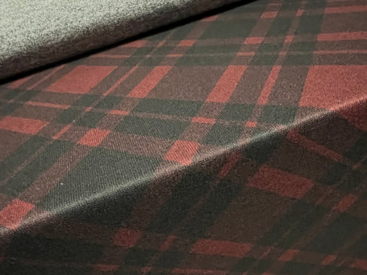 Super soft knitwear jersey fabric, per metre - Argyle check print - black & berry