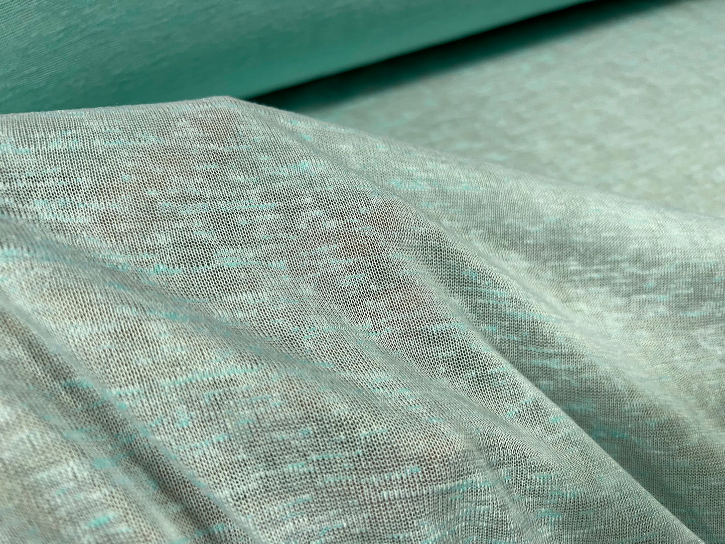 Thick & thin stretch spandex single jersey fashion fabric, per metre - plain - turquoise