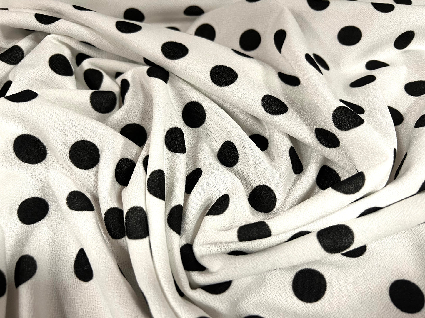 Valentino crepe stretch spandex jersey fabric, per metre - polka dot print - black & white