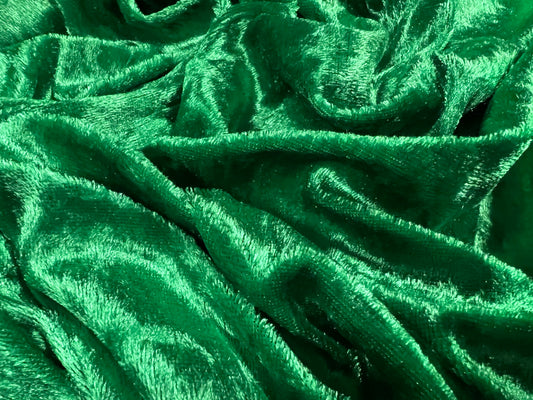 Panne velour fabric, per metre - plain - emerald green