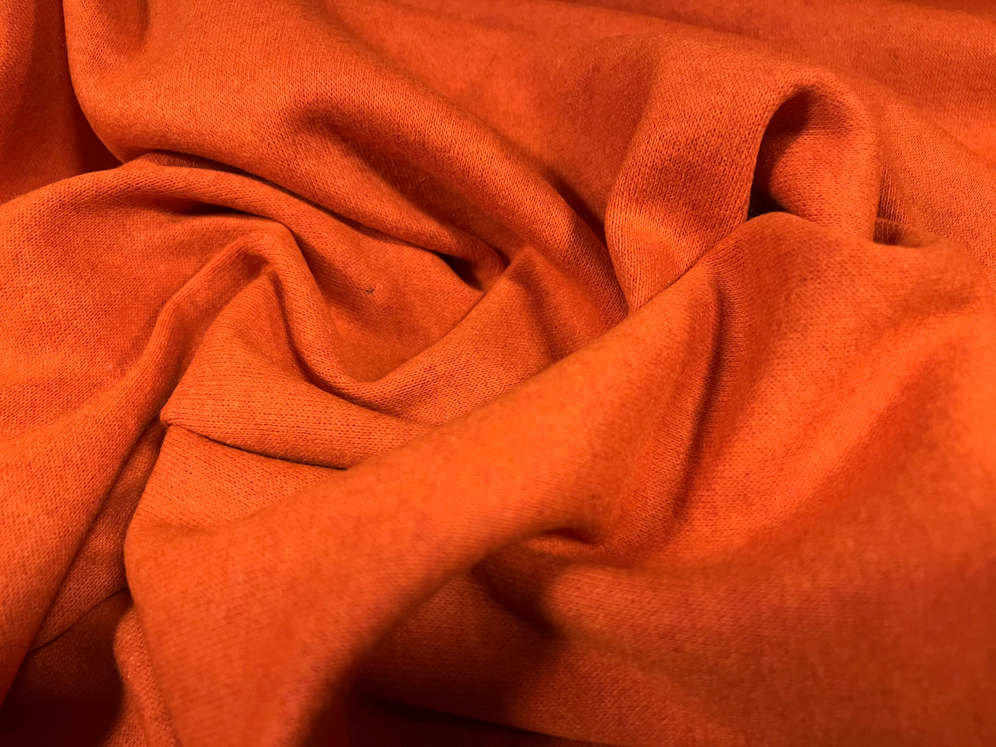 Heavyweight wool mouflon knitwear coat jacket fabric, per metre - plain - orange