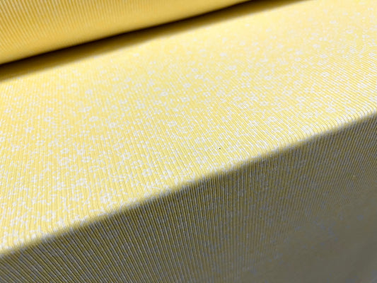 Spandex stretch fine rib jersey fabric, per metre - ditsy flower print - lemon & white