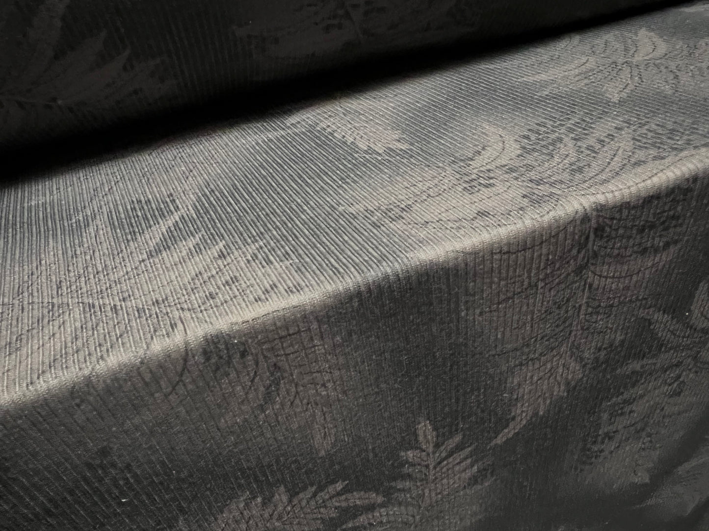 Soft handle ribbed jersey fabric, per metre - leaf print - grey