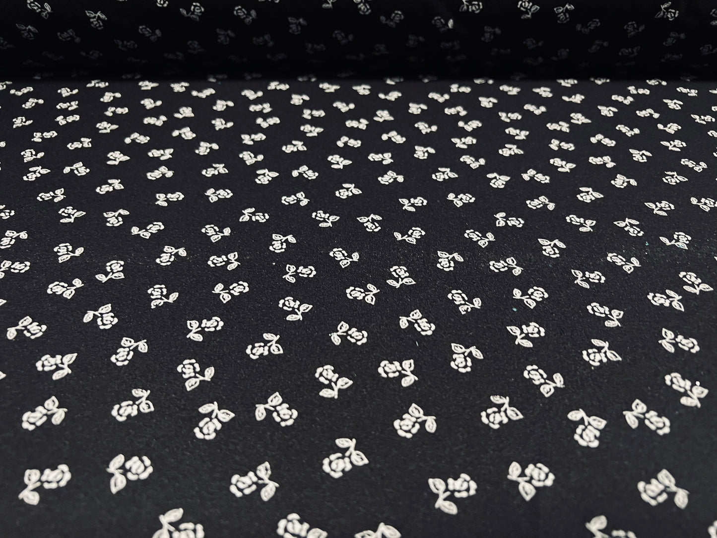 Single jersey fashion fabric, per metre - ditsy floral print - black & white