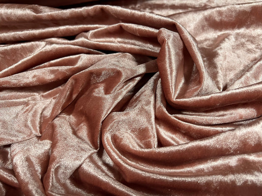 Marbled Spandex velvet stretch fabric, per metre - plain - coral