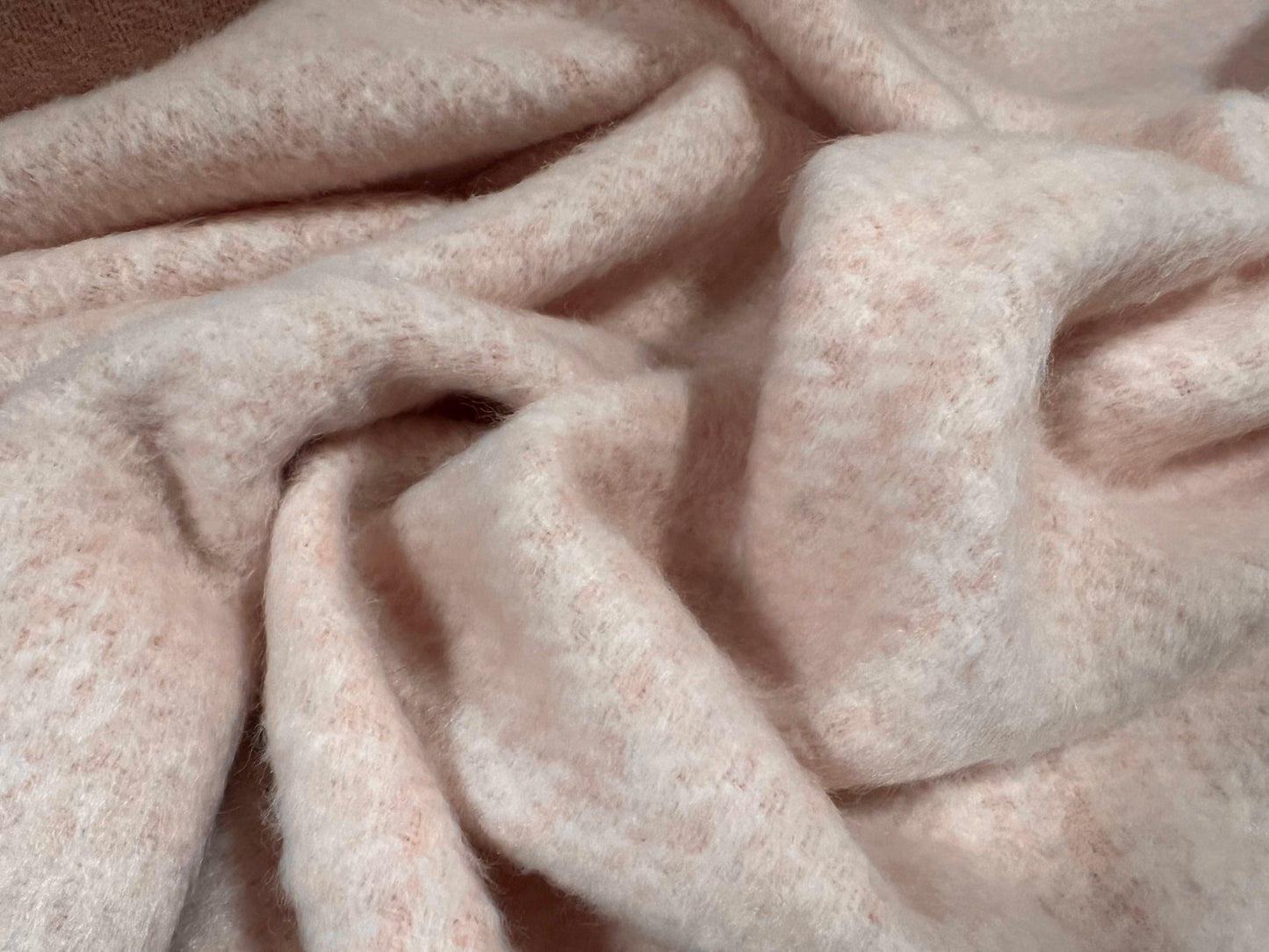 Wool mouflon flannel fabric, per metre - check design - pink