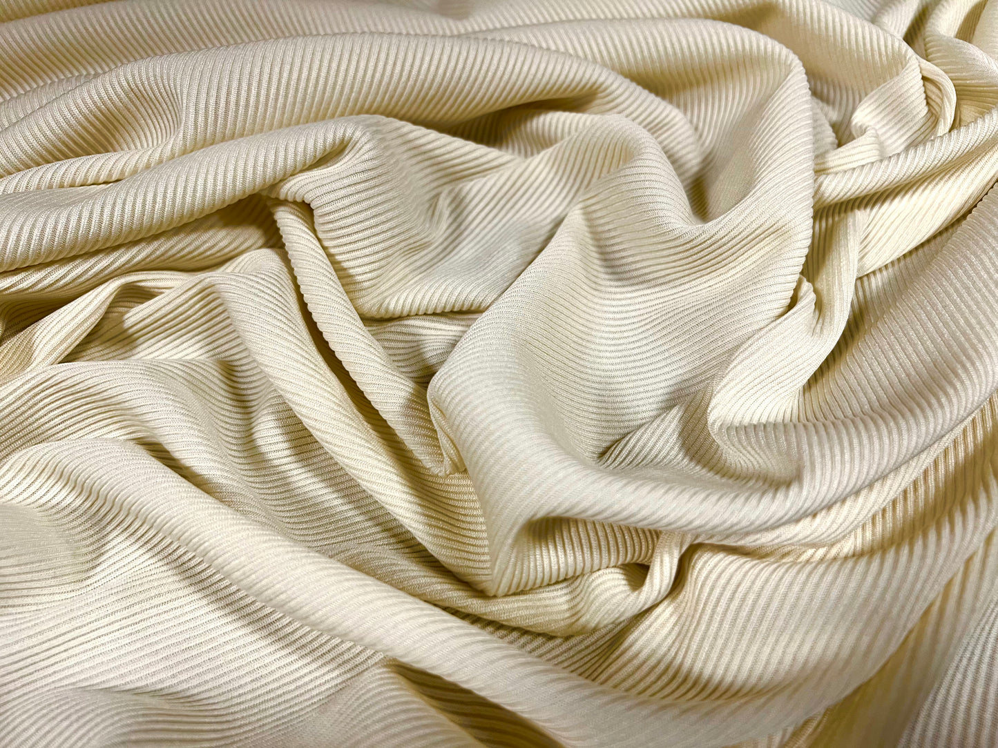 Stretch spandex rib jersey fabric, per metre - plain - cream