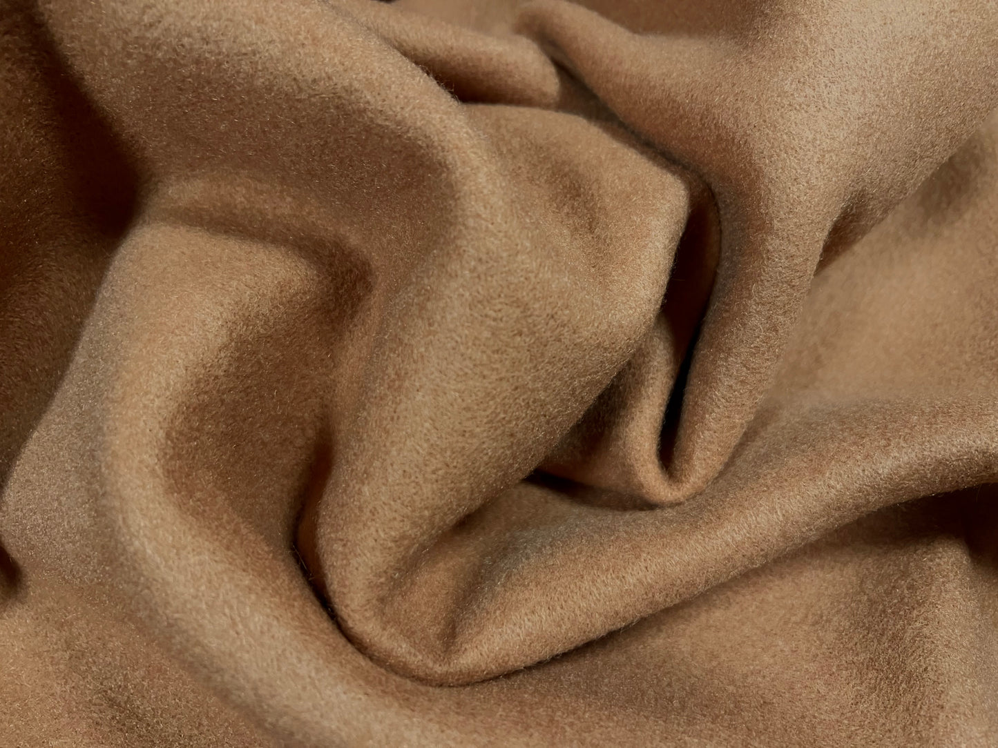 Vegan wool heavyweight flannel fabric, per metre - plain - tawny brown