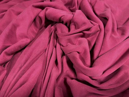 Powder touch single jersey dress fabric with comfort stretch, per metre - plain - dark rose pink