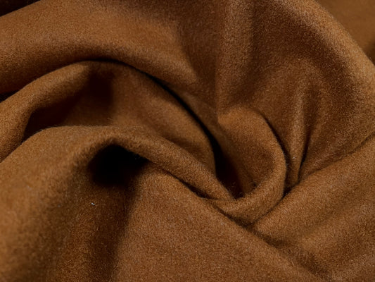 Vegan wool heavyweight flannel fabric, per metre - plain - cinnamon brown