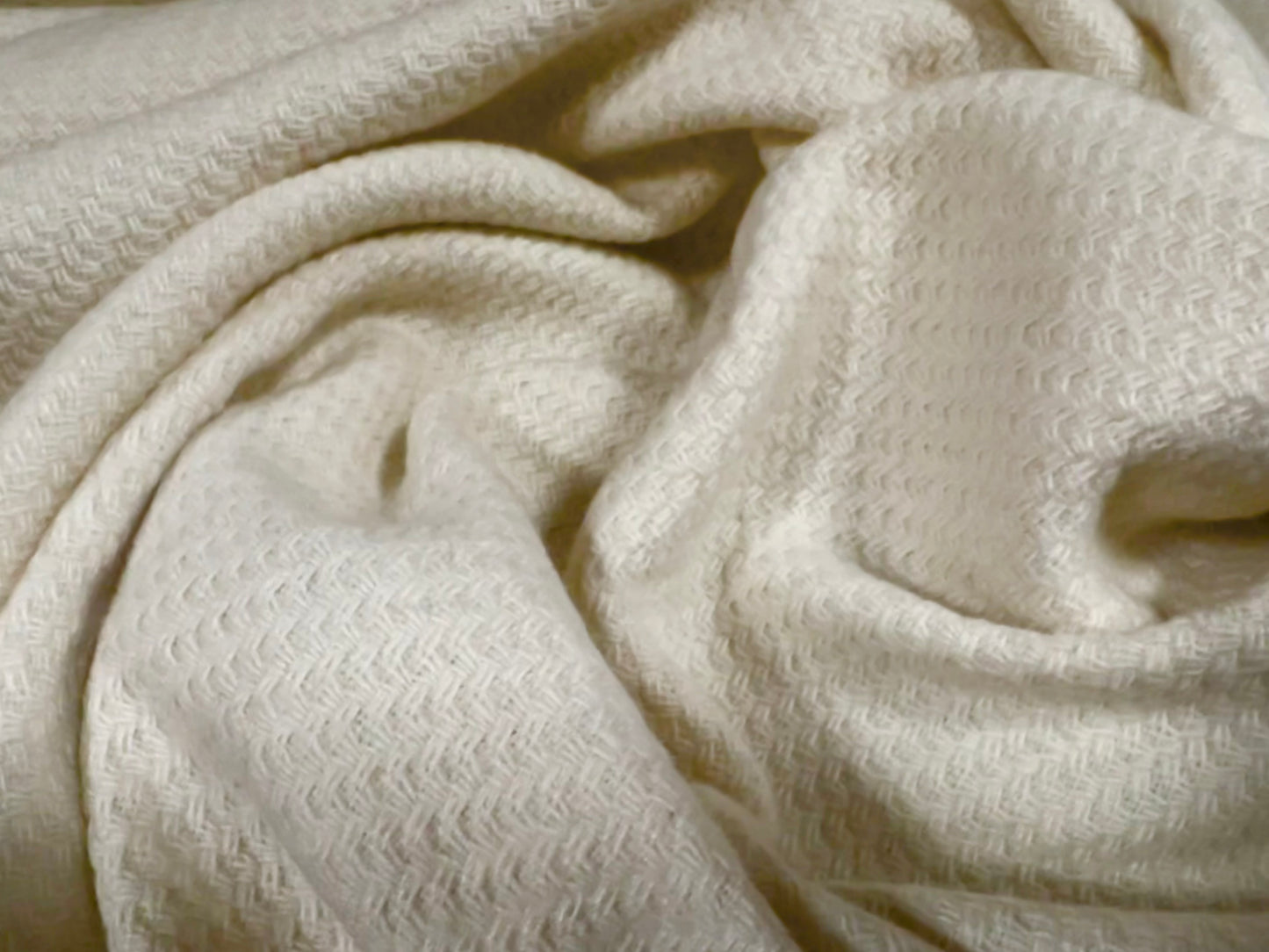 Heavyweight textured wool fabric, per metre - plain - ivory